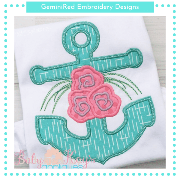 Anchor with Flowers {Four Sizes}