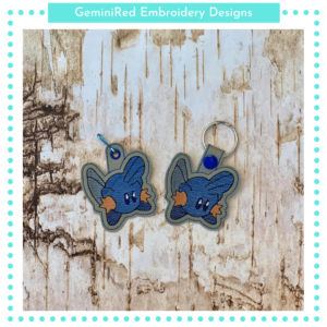 Anime Blue Creature Key Fob {Eyelet & Snap}