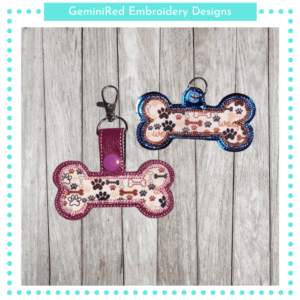 Appliqué Dog Bone Key Fob {Eyelet & Snap}