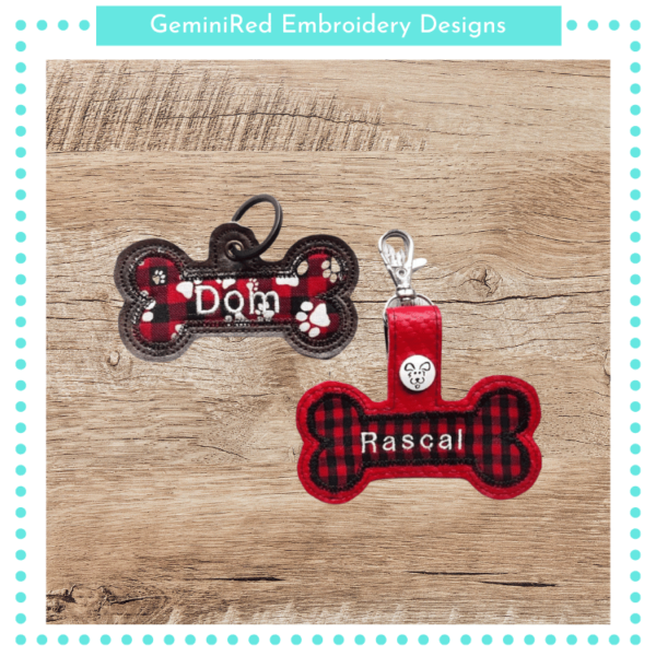 Appliqué Dog Bone Key Fob {Eyelet & Snap} - Image 2