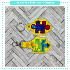 Appliqué Puzzle Piece Key Fob {Eyelet & Snap}