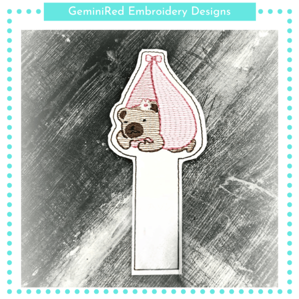 Baby Girl Sleeping Bear Sketch Bookmark {Two Sizes} - Image 2
