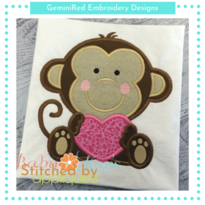 Baby Monkey Holding Heart {Four Sizes}