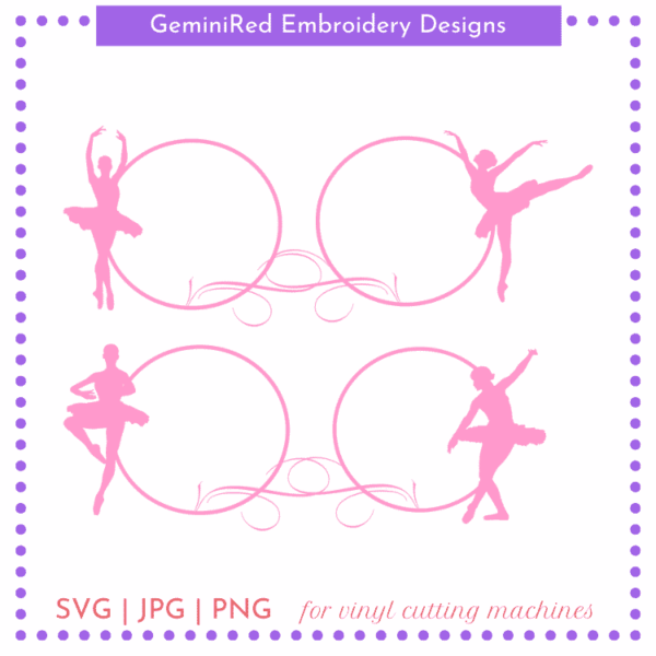 CUT FILE - Ballet Girls Monogram Circle Frames