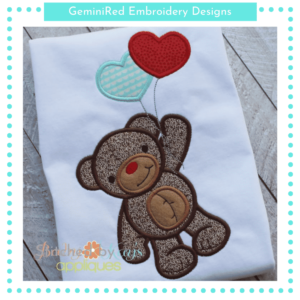 Bear with Heart Balloons {Three Sizes}