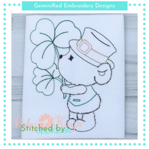 Bear Holding Clovers {Four Sizes}