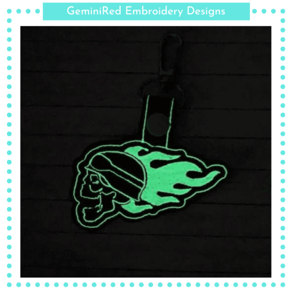 Biker Skull Key Fob {Eyelet & Snap} - Image 2
