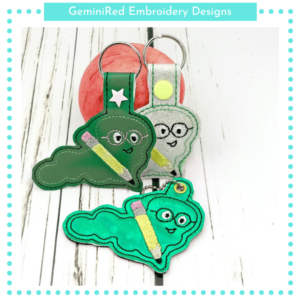 Bookworm with Pencil Key Fob {Eyelet & Snap}