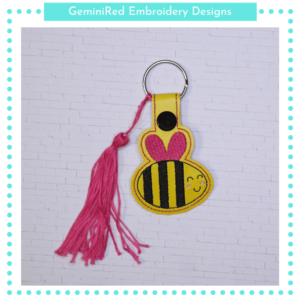 Bumblebee Love Key Fob {Eyelet & Snap}