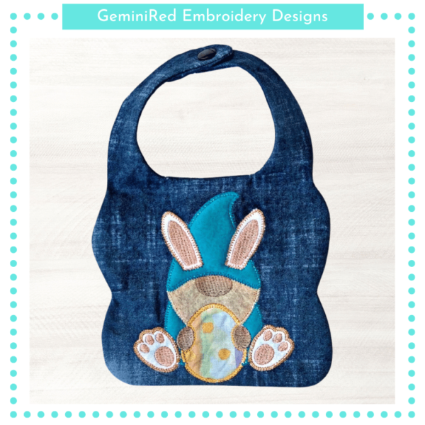 Bunny Gnome Appliqué Bib {Two Sizes}