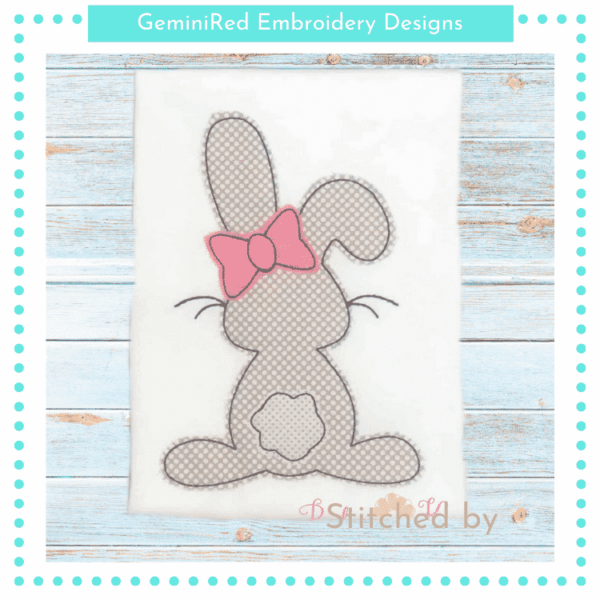 Bunny with Bow Outline {Four Sizes}