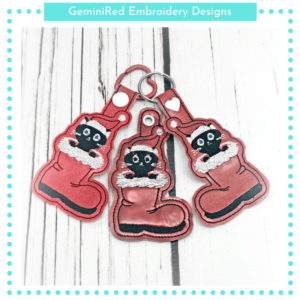 Cat in Boot Key Fob {Eyelet & Snap}