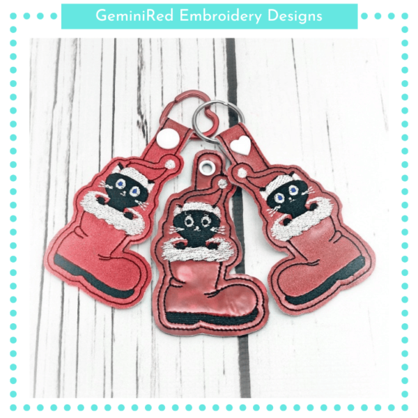 Cat in Boot Key Fob {Eyelet & Snap}