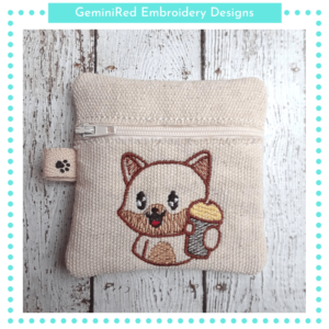 Cat with Drink Zipper Bag {4x4}