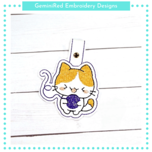 Cat with Yarn Key Fob {Eyelet & Snap}