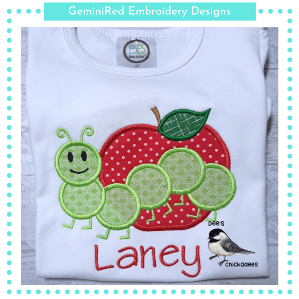 Caterpillar with Apple {Five Sizes}