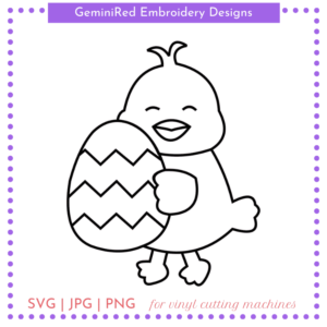 CUT FILE - Chick Holding Egg Outline