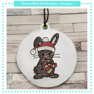 Christmas Rabbit Ornament {4x4}