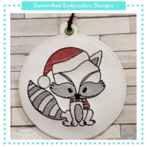 Christmas Raccoon Ornament {4x4}
