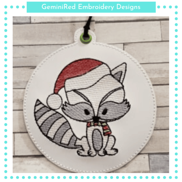 Christmas Raccoon Ornament {4x4}