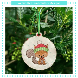 Christmas Squirrel Ornament {4x4}