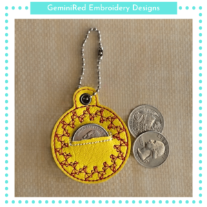 Circle Heart Motif Coin Keeper Key Fob {Eyelet}