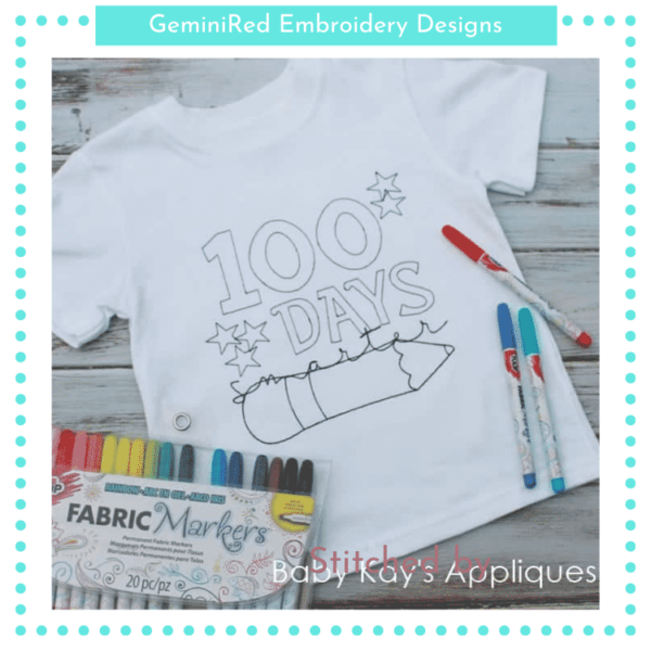 Color Me 100 Days Smarter Sketch {Four Sizes}