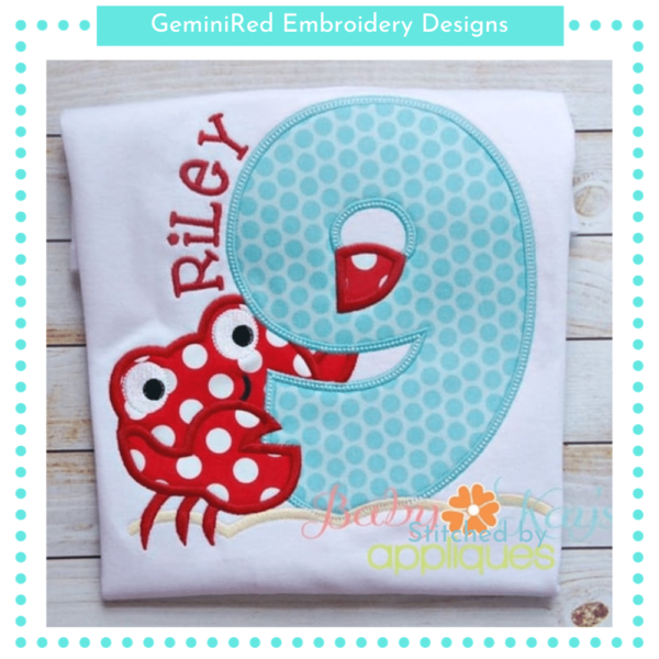 Crab Appliqué Numbers {Four Sizes} - Image 3