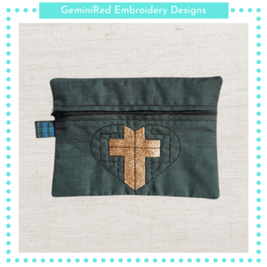 Cross Heart Zipper Bag {Two Sizes}