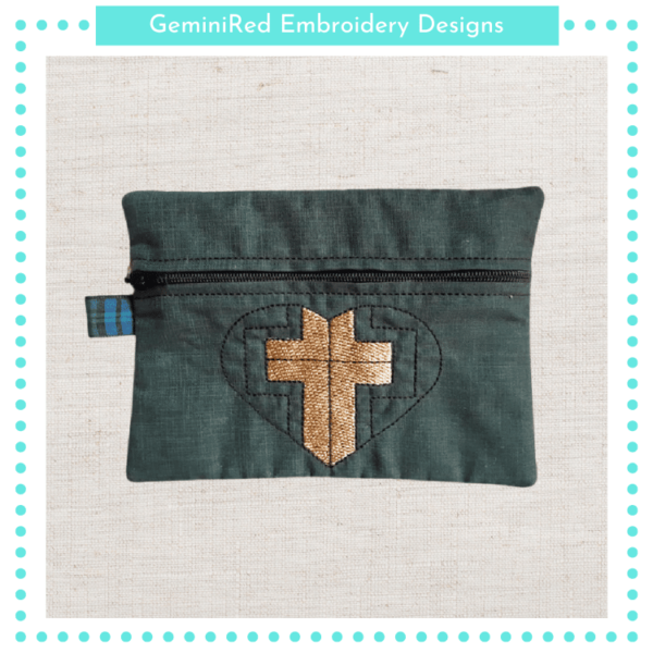 Cross Heart Zipper Bag {Two Sizes}