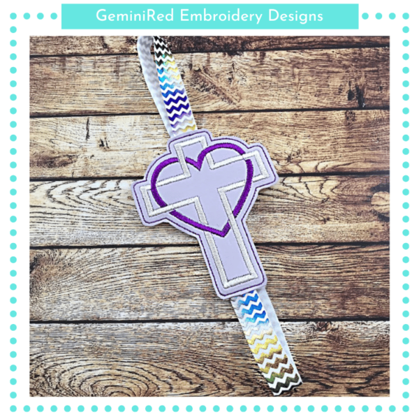 Cross with Heart Bookband {4x4}