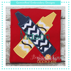 Crossed Crayons Appliqué {Four Sizes}