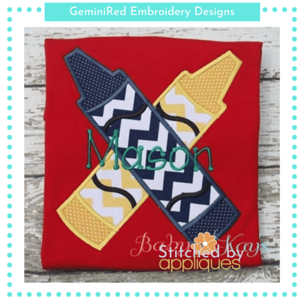 Crossed Crayons Appliqué {Four Sizes}