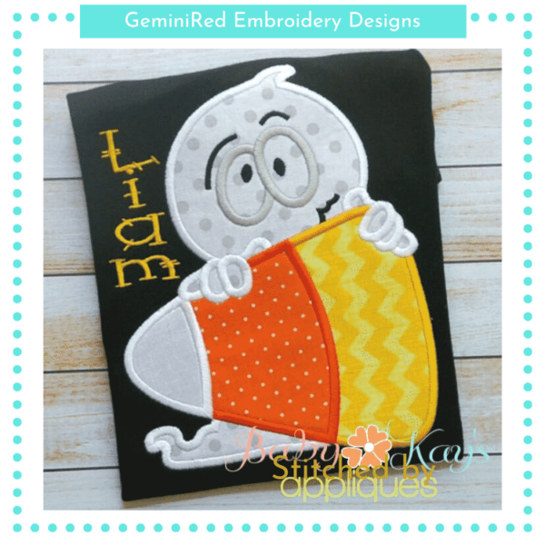 Cute Ghost with Candy Corn {Four Sizes} - Image 2