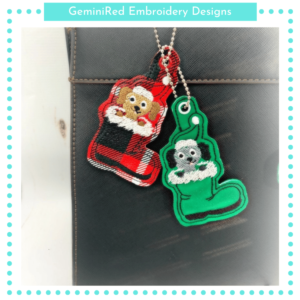 Dog in Boot Key Fob {Eyelet & Snap}