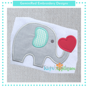 Elephant Holding a Heart {Four Sizes}