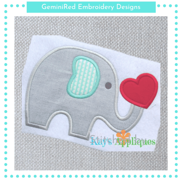 Elephant Holding a Heart {Four Sizes}