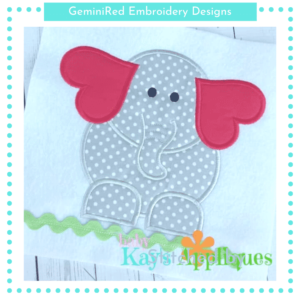 Elephant with Heart Ears {Four Sizes}