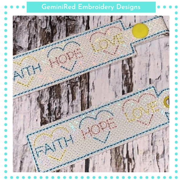 Faith Hope Love Key Fob {Eyelet & Snap} - Image 2