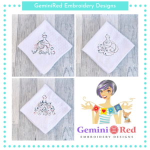 Fancy Dress Redwork Set {Two Sizes}