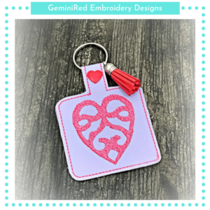 Fancy Heart Key Fob {Eyelet & Snap}