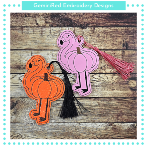 Flamingo Pumpkin Bookmark {4x4}