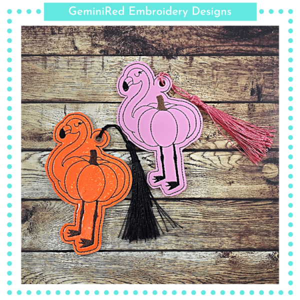Flamingo Pumpkin Bookmark {4x4}