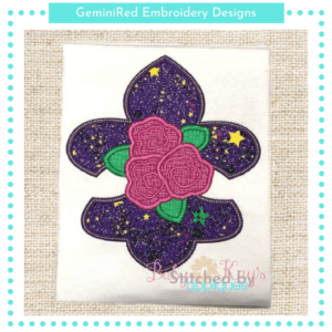 Fleur De Lis with Flowers {Four Sizes}