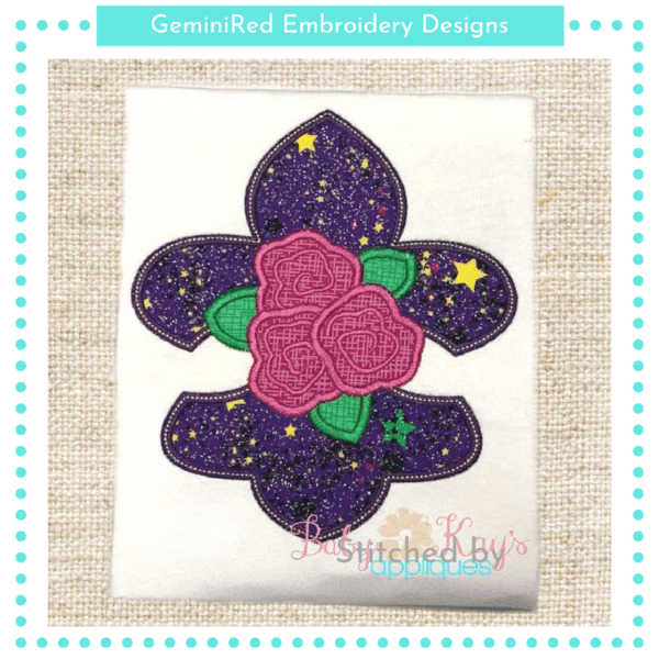 Fleur De Lis with Flowers {Four Sizes}