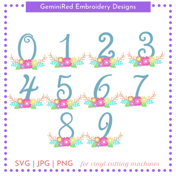 CUT FILE - Floral Number Set - Image 2