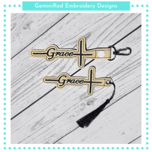 Grace Cross Key Fob {Eyelet & Snap}