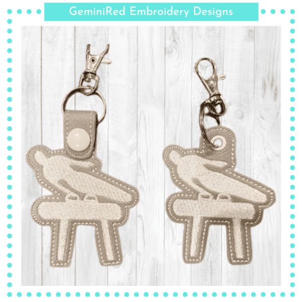 Gymnastic Pommel Horse Key Fob {Eyelet & Snap}