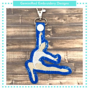 Gymnast Jump Pose Key Fob {Eyelet & Snap}