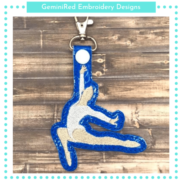 Gymnast Jump Pose Key Fob {Eyelet & Snap}